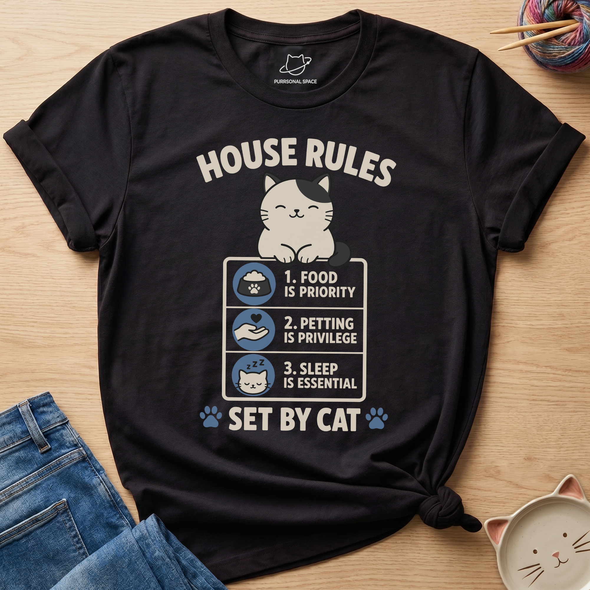 House Rules Set by Cat T-Shirt