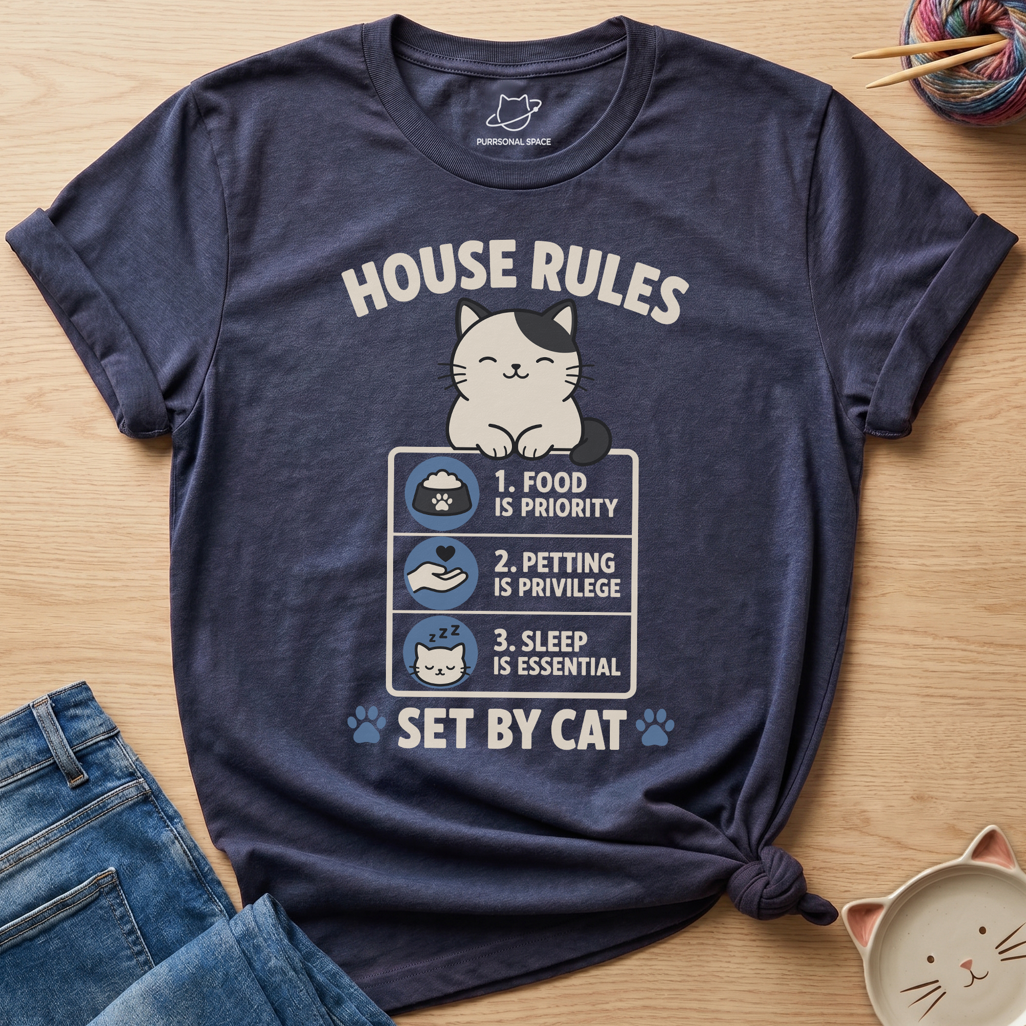 House Rules Set by Cat T-Shirt