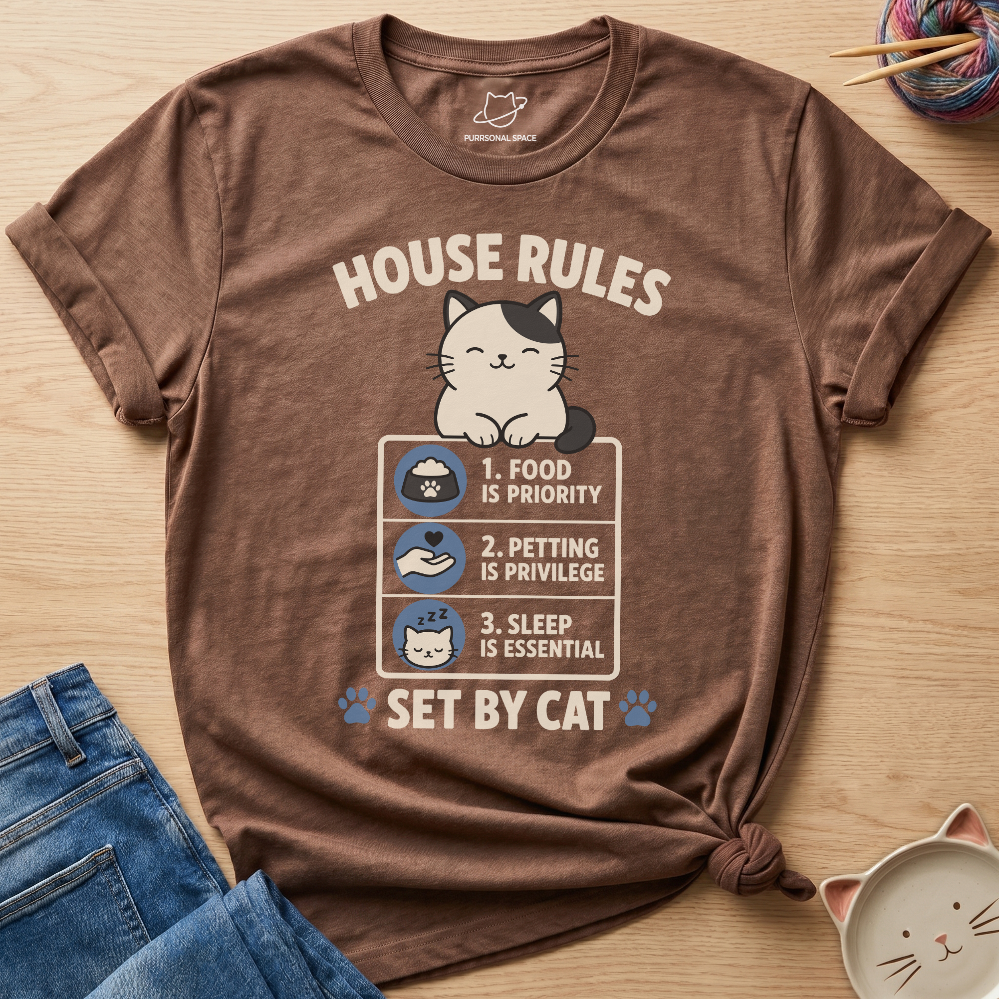 House Rules Set by Cat T-Shirt