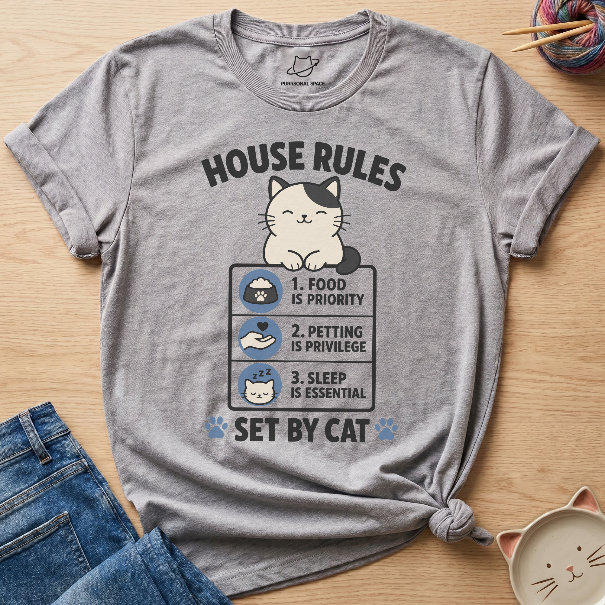 House Rules Set by Cat T-Shirt
