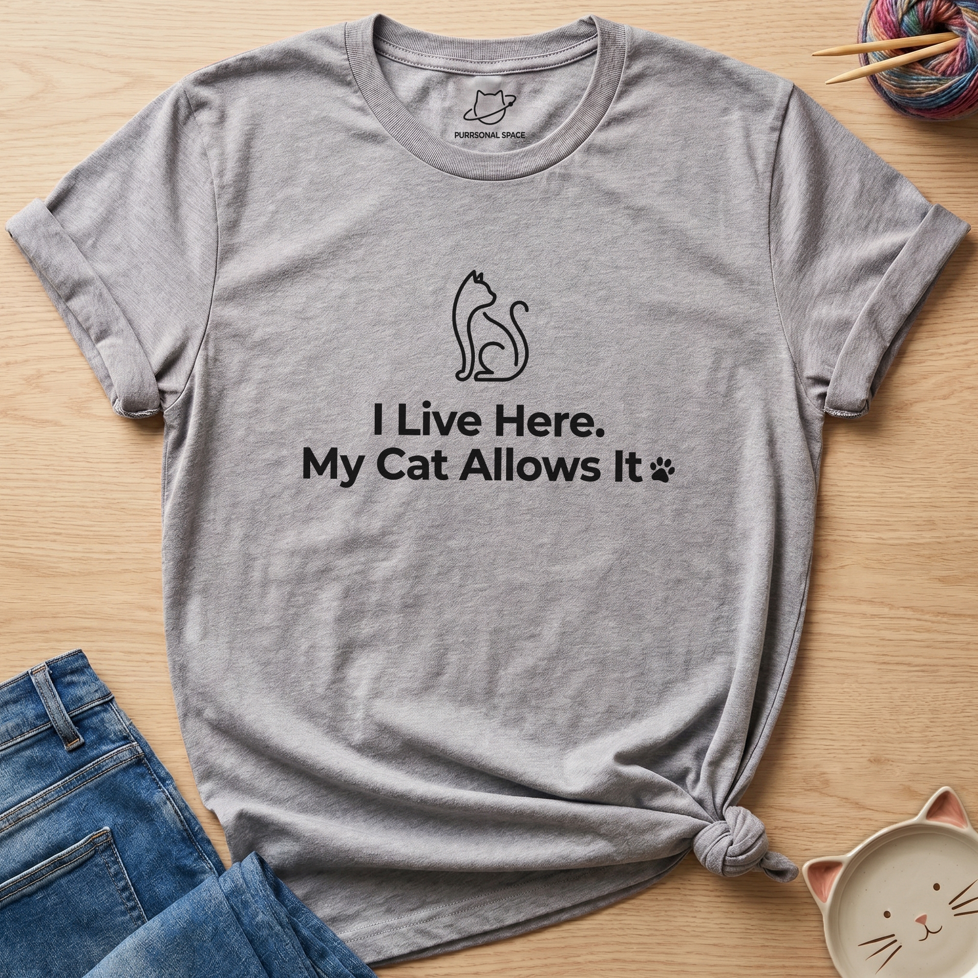 I Live Here My Cat Allows It T-Shirt