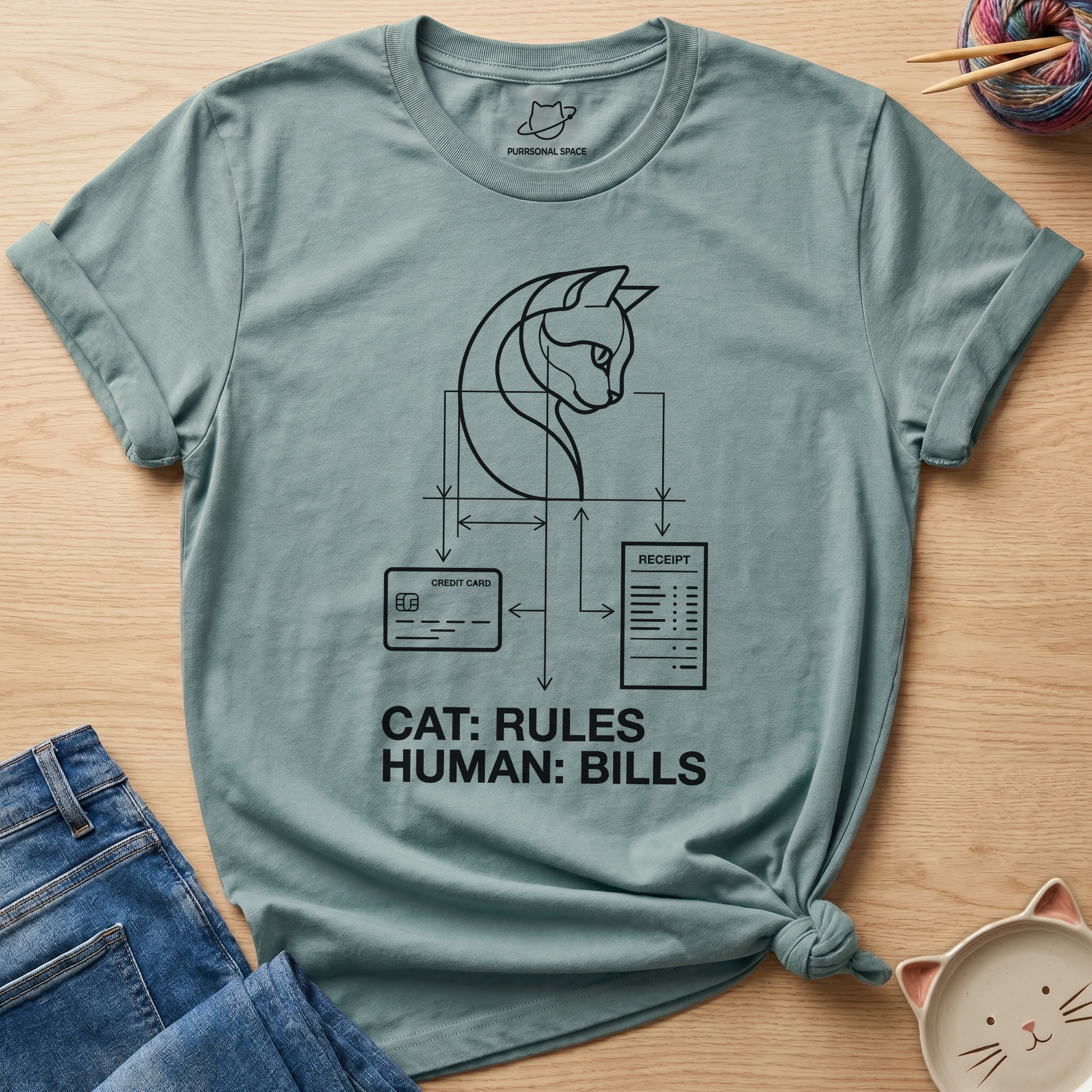 Cat: Rules Human: Bills T-Shirt