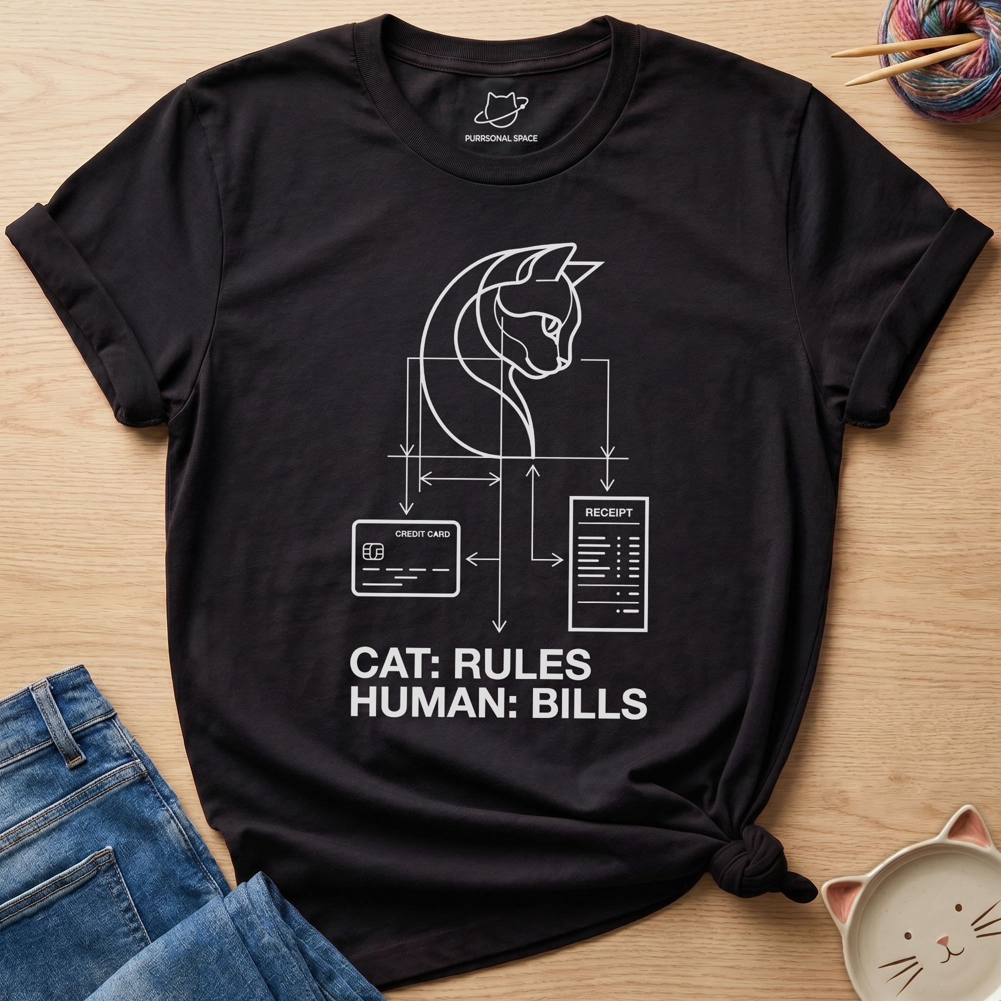 Cat: Rules Human: Bills T-Shirt