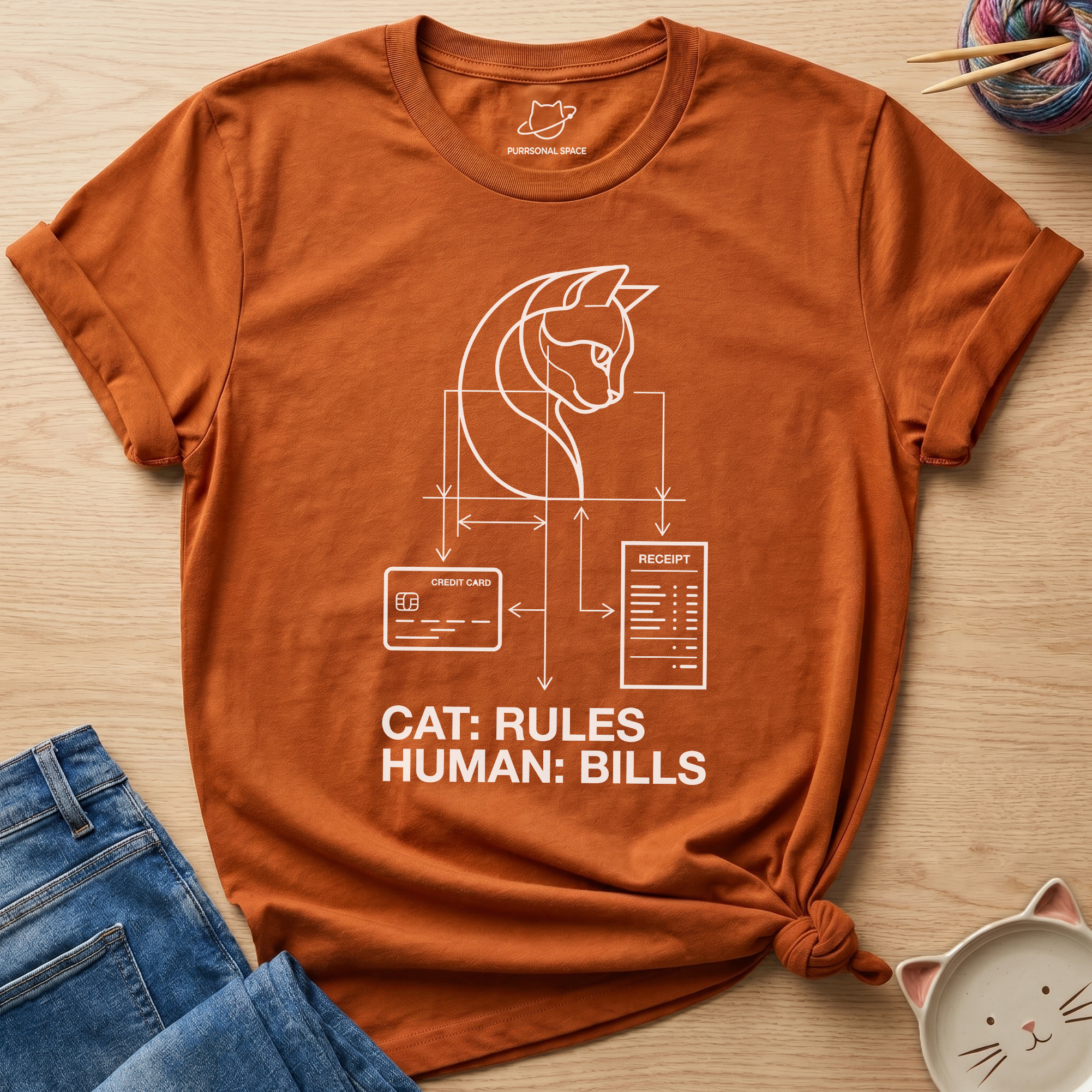Cat: Rules Human: Bills T-Shirt