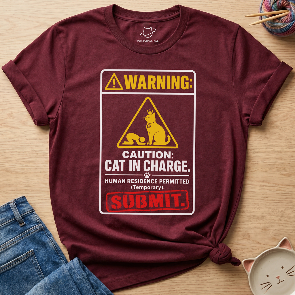 Warning Cat In Charge T-Shirt