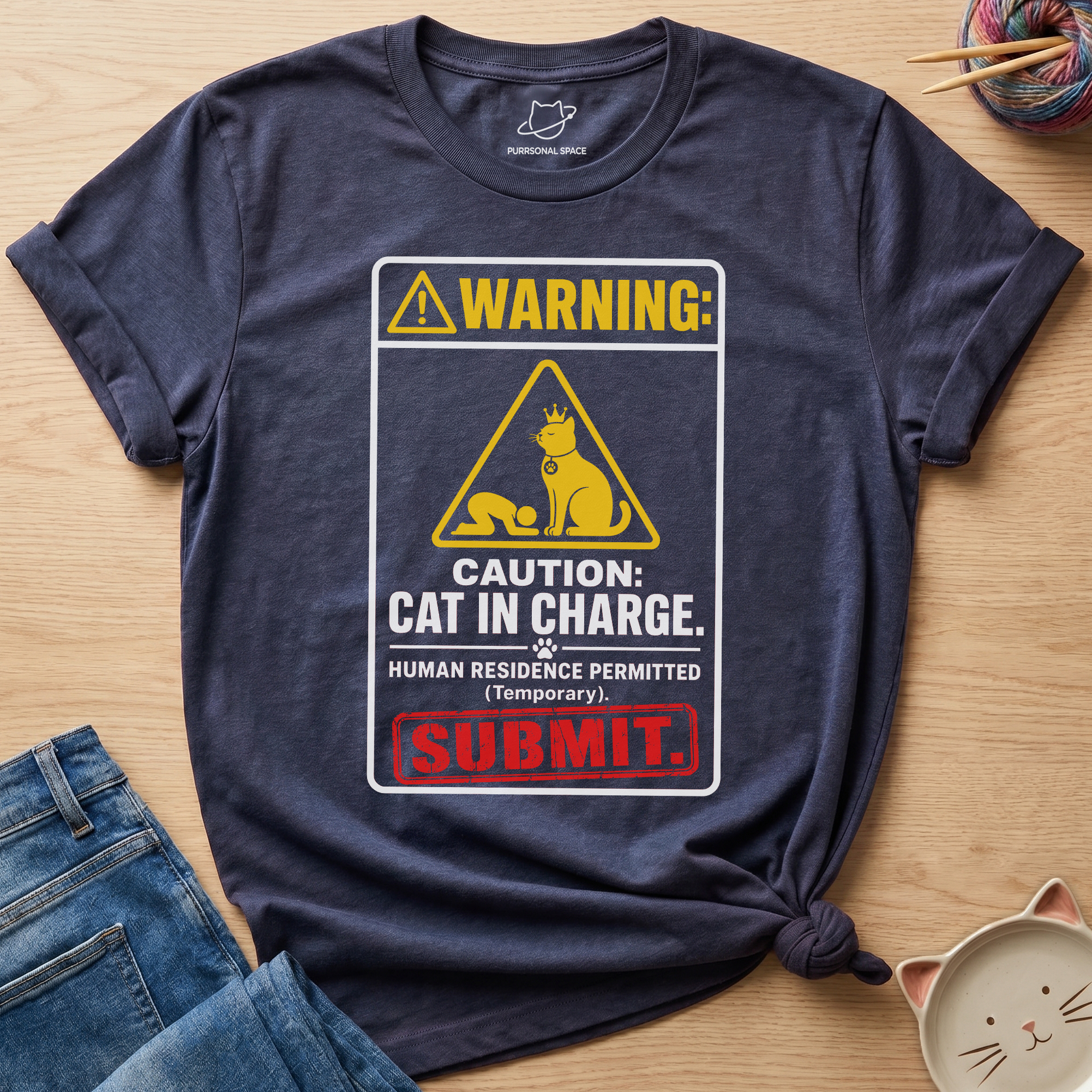 Warning Cat In Charge T-Shirt