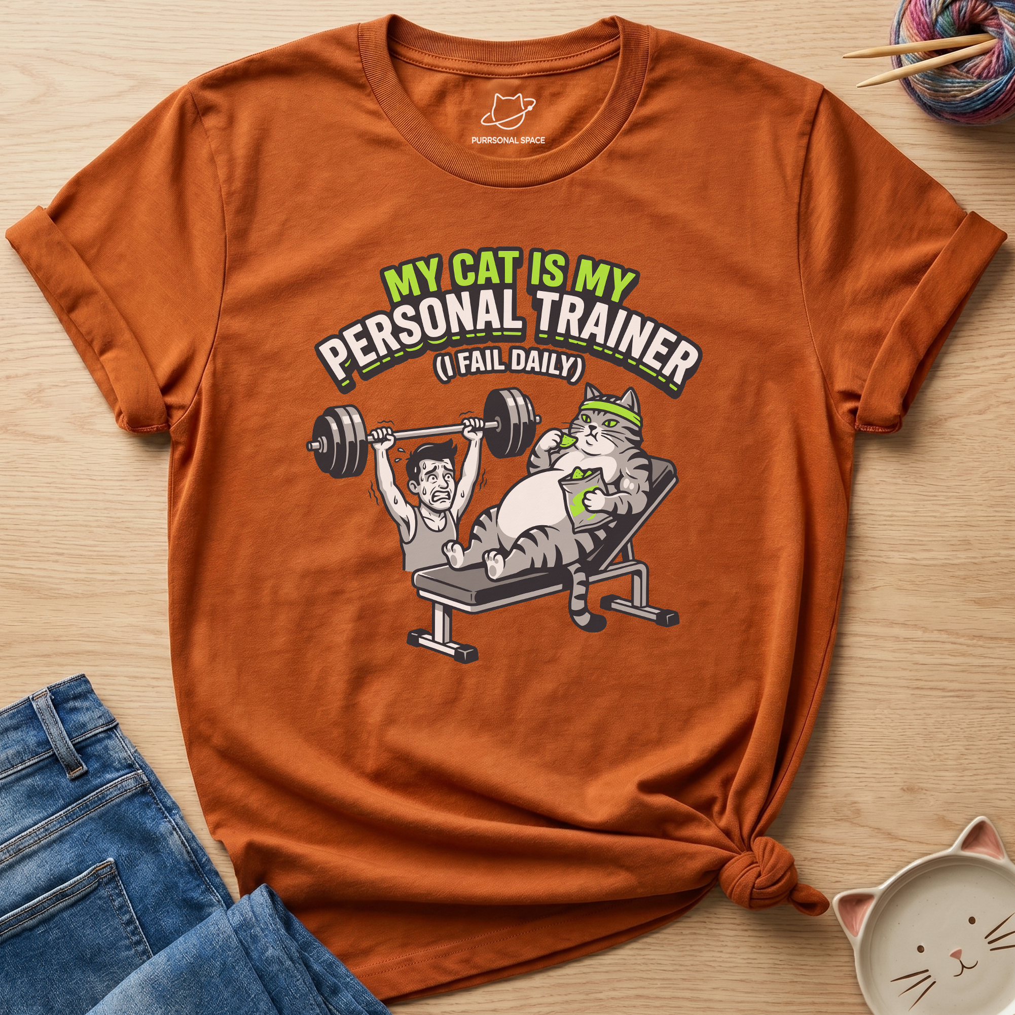 Cat Is My Personal Trainer T-Shirt