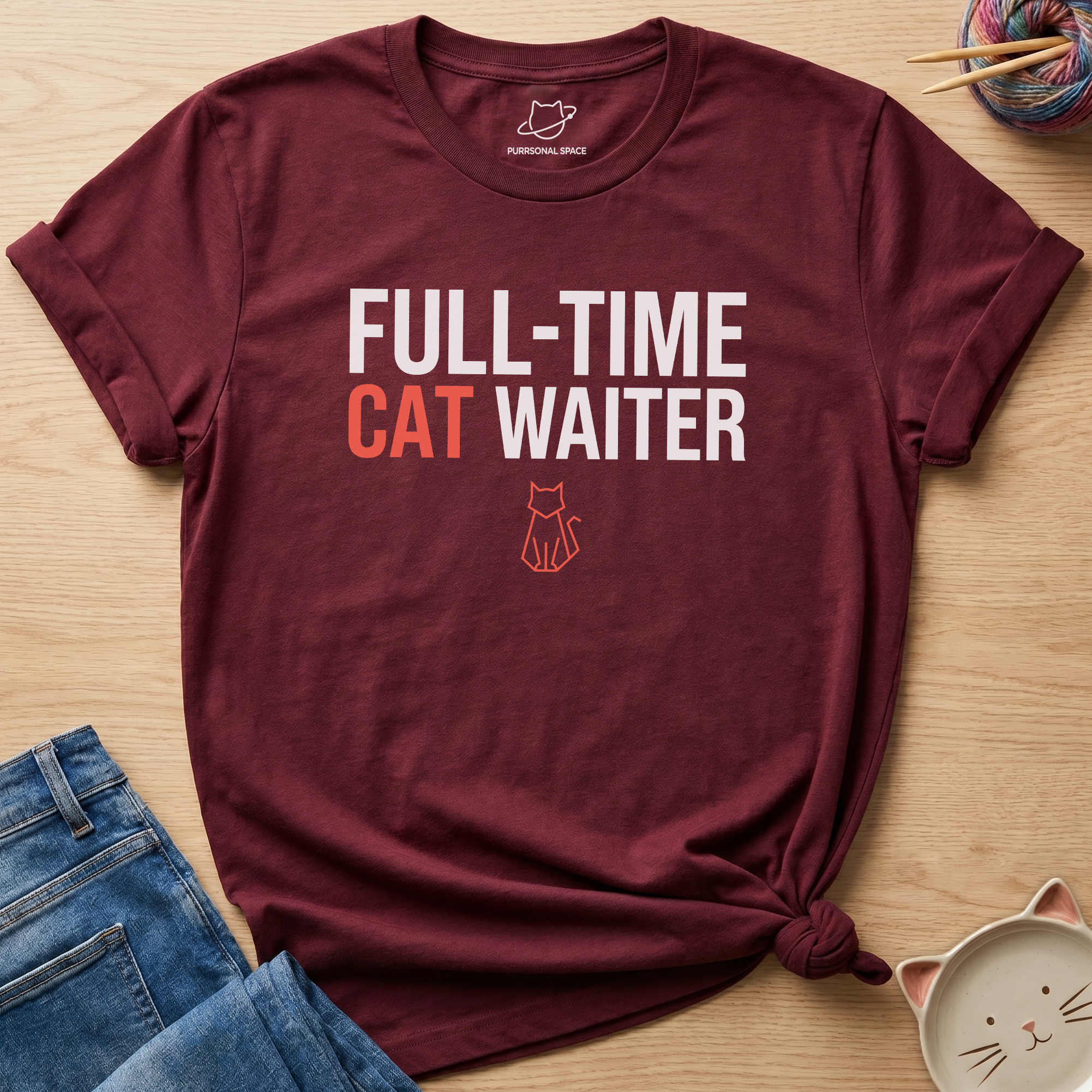 Full-Time Cat Waiter T-Shirt