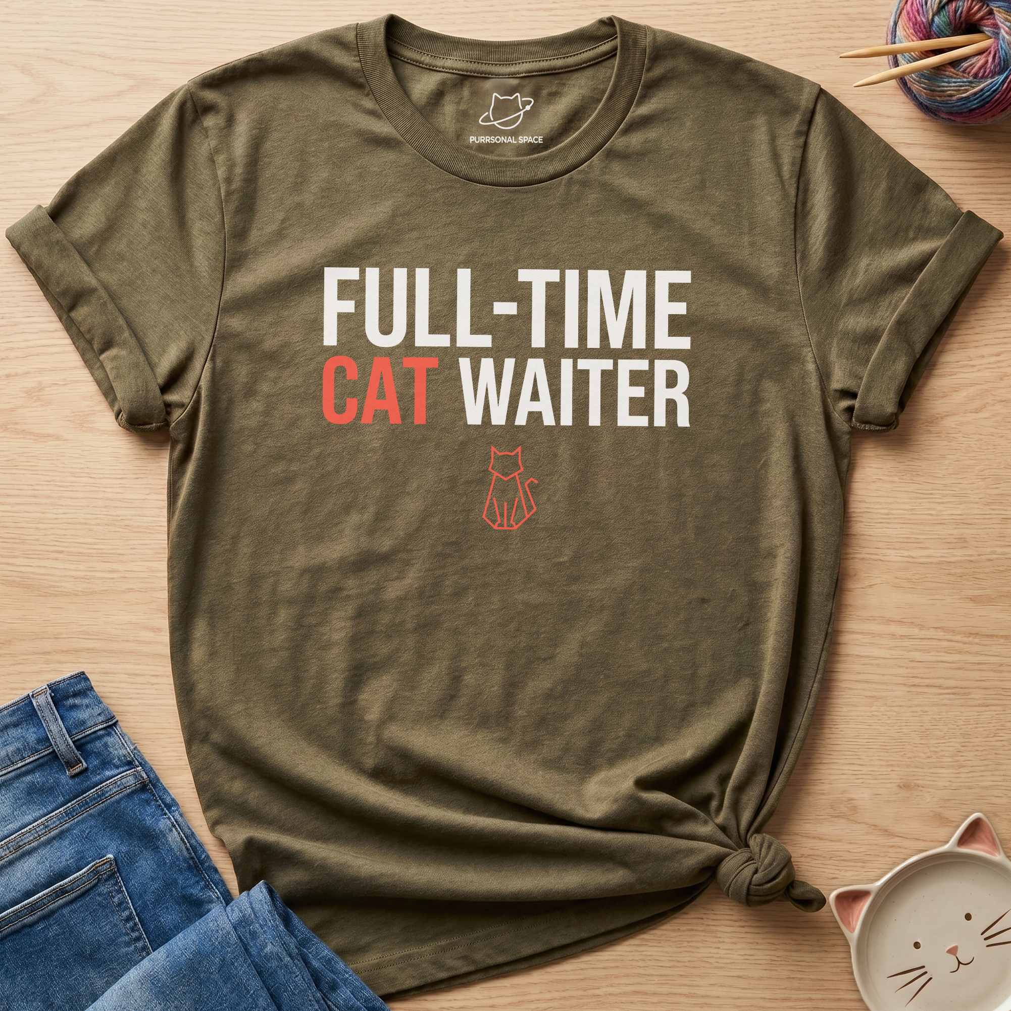 Full-Time Cat Waiter T-Shirt