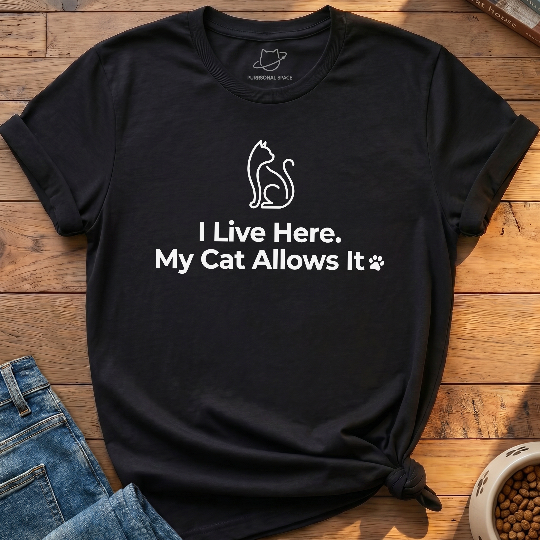I Live Here My Cat Allows It T-Shirt