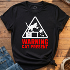 Warning Cat Present T-Shirt