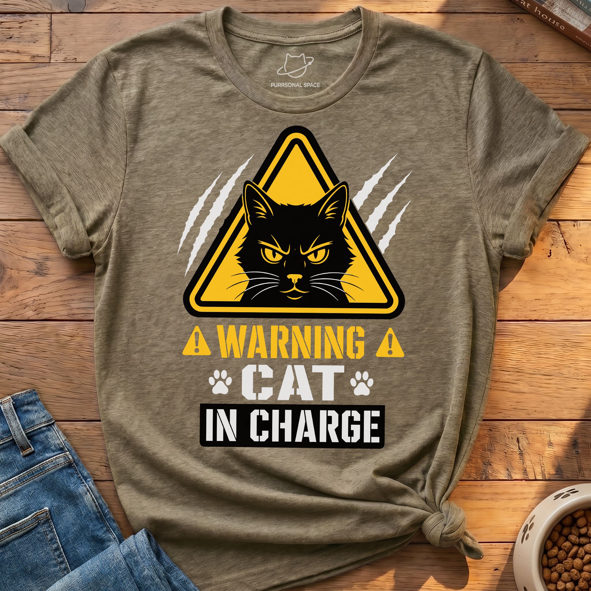 Warning Cat In Charge T-Shirt