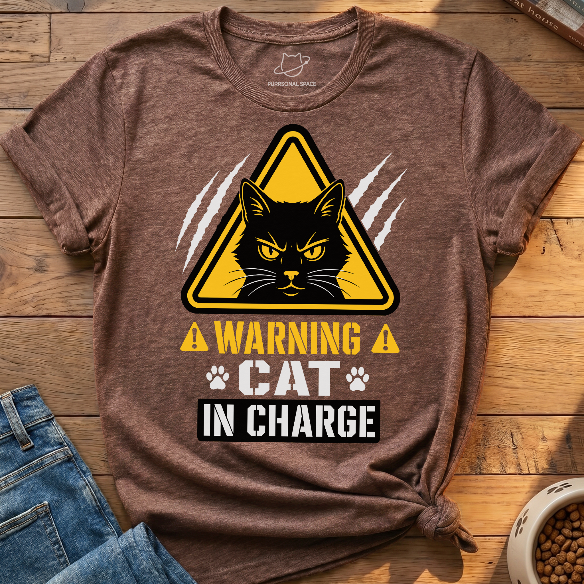 Warning Cat In Charge T-Shirt