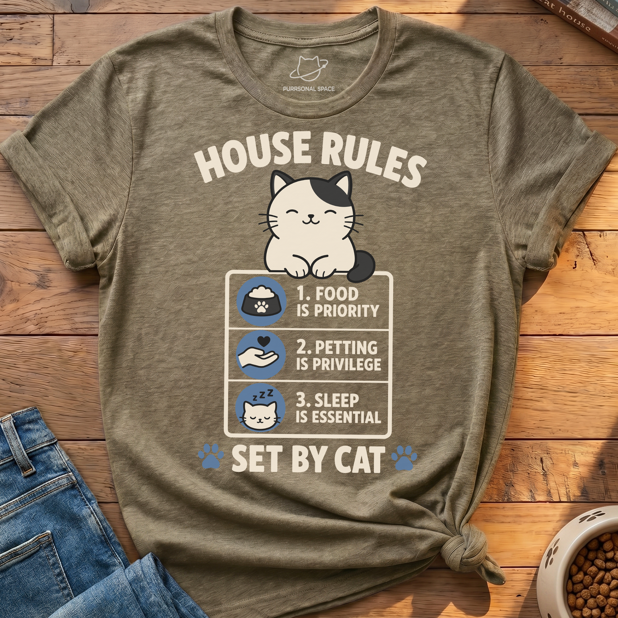 House Rules Set by Cat T-Shirt