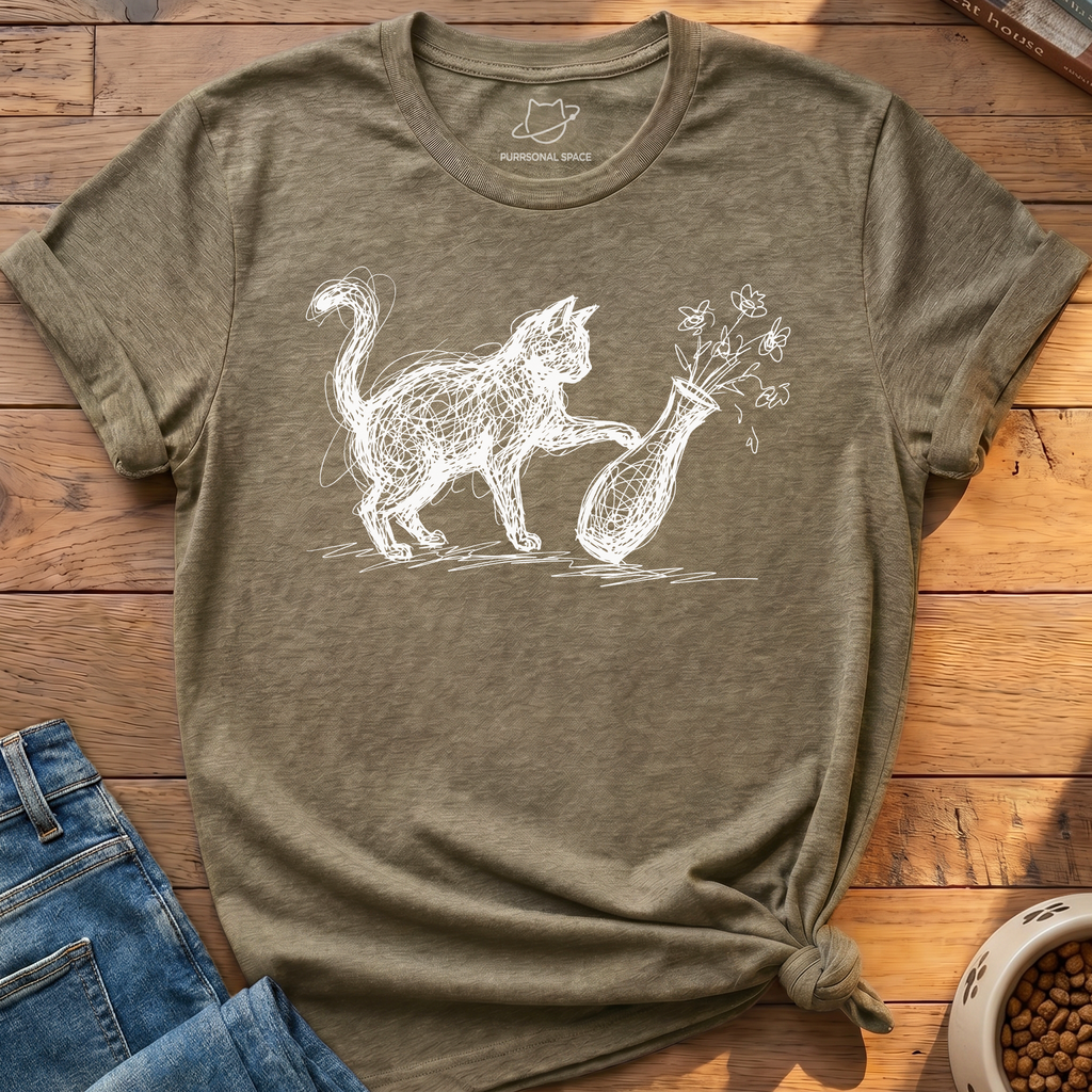 Cat Knocks Over Vase T-Shirt