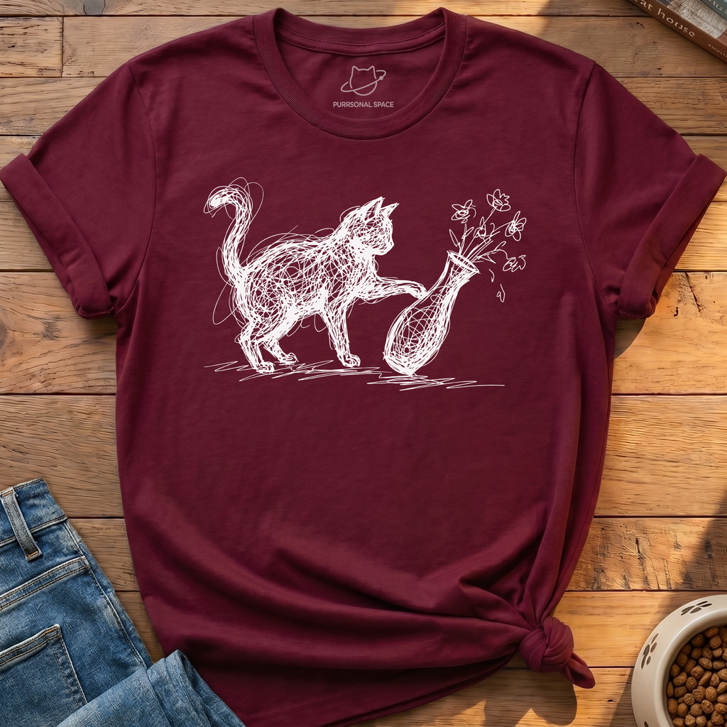 Cat Knocks Over Vase T-Shirt