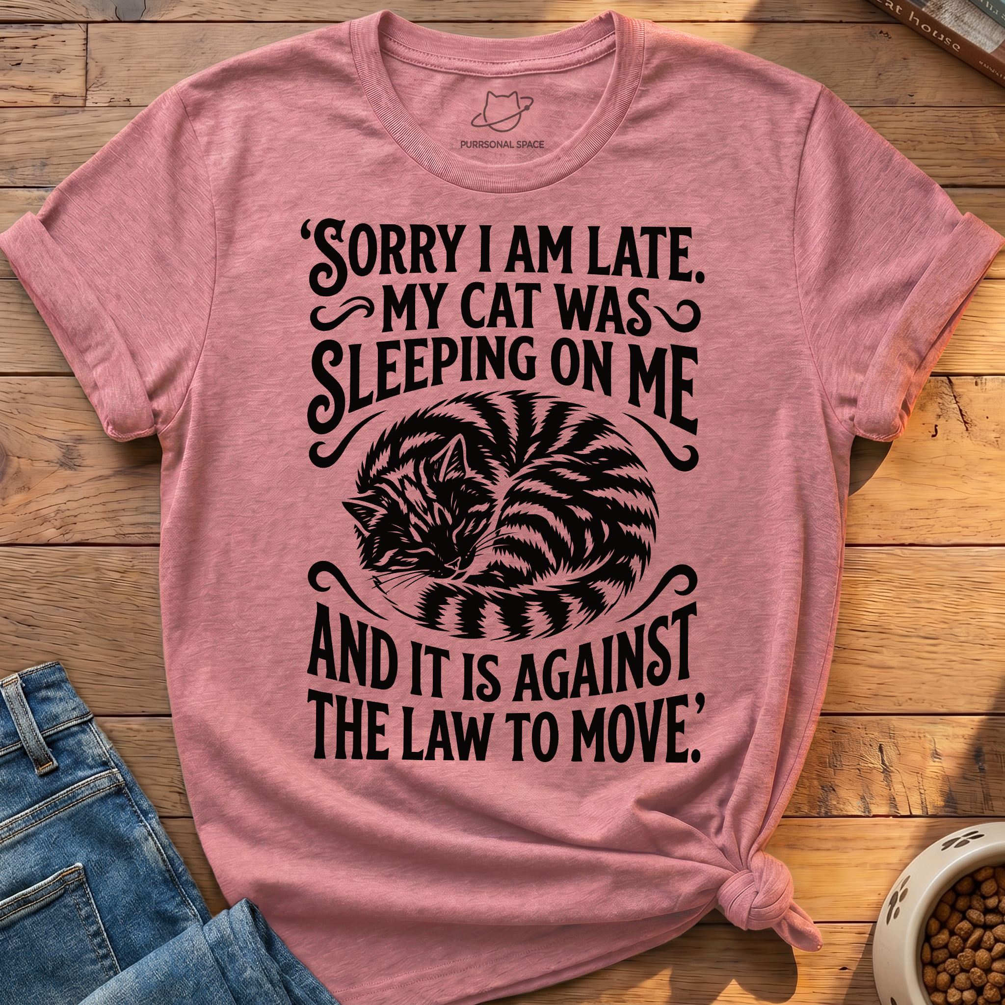 Cat Sleeping On Me T-Shirt