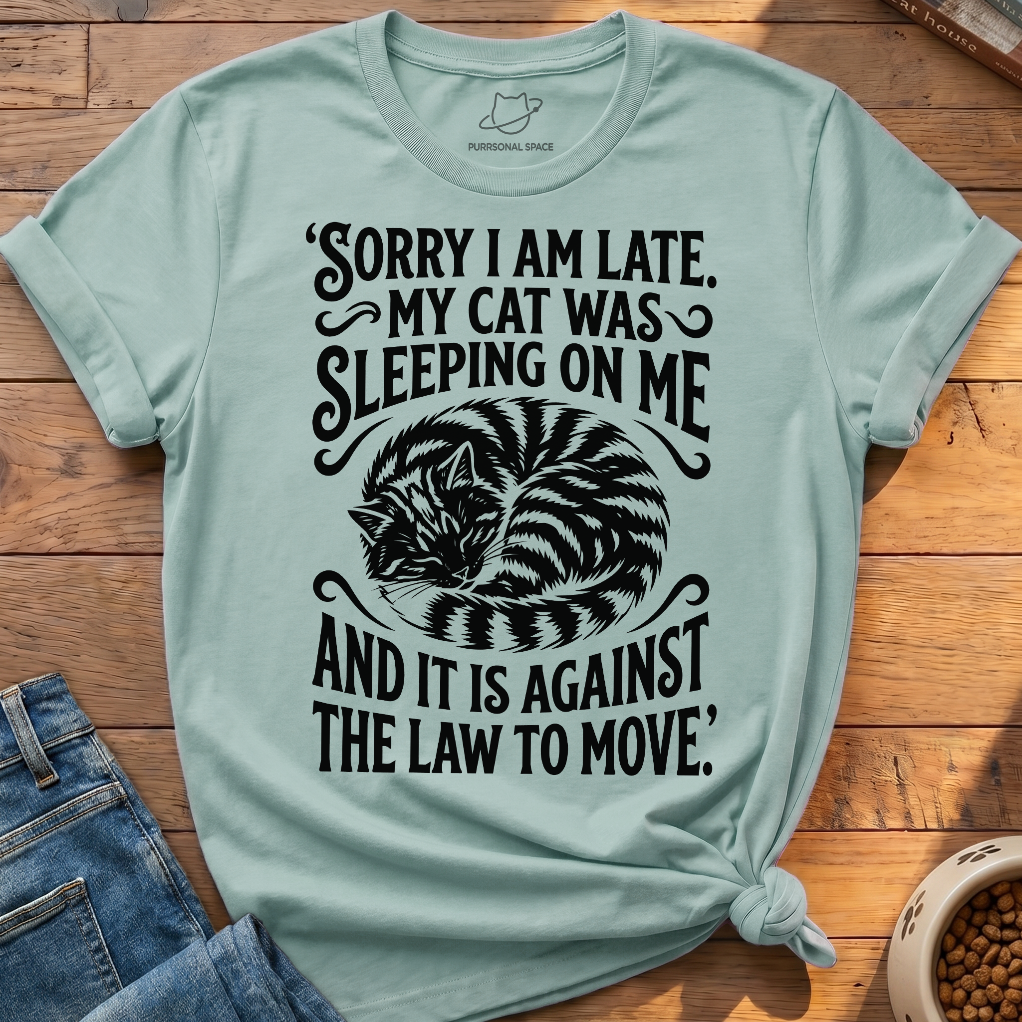 Cat Sleeping On Me T-Shirt