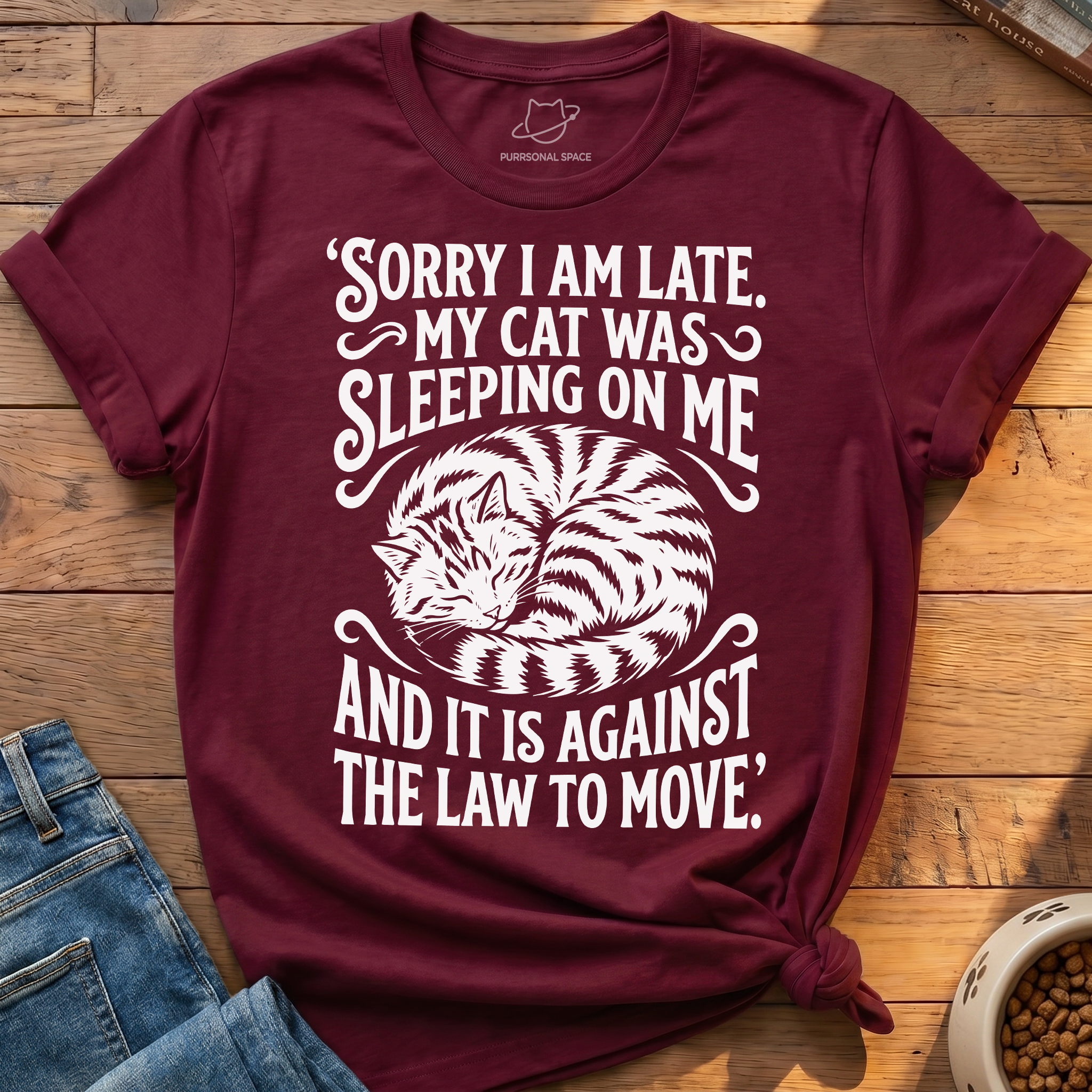 Cat Sleeping On Me T-Shirt