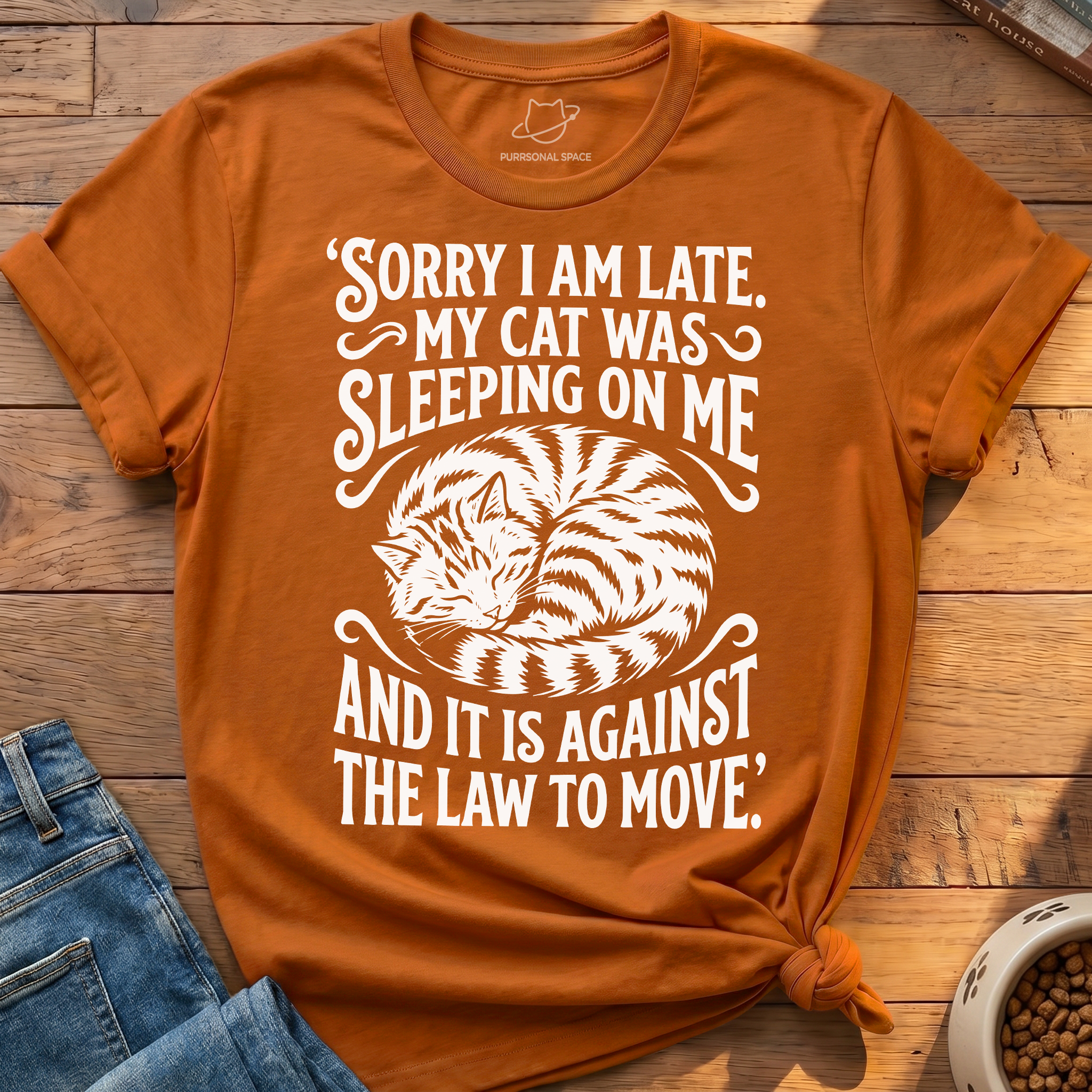 Cat Sleeping On Me T-Shirt