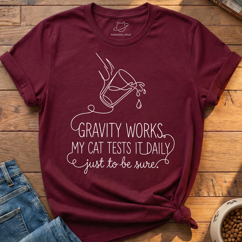 Cat Tests Gravity T-Shirt