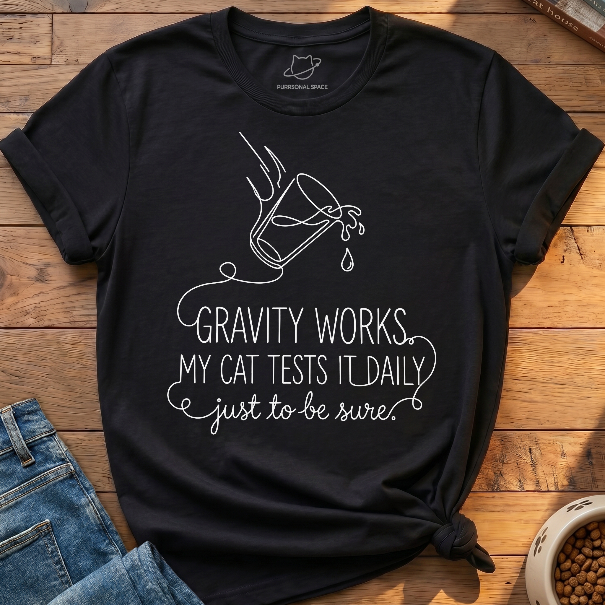 Cat Tests Gravity T-Shirt