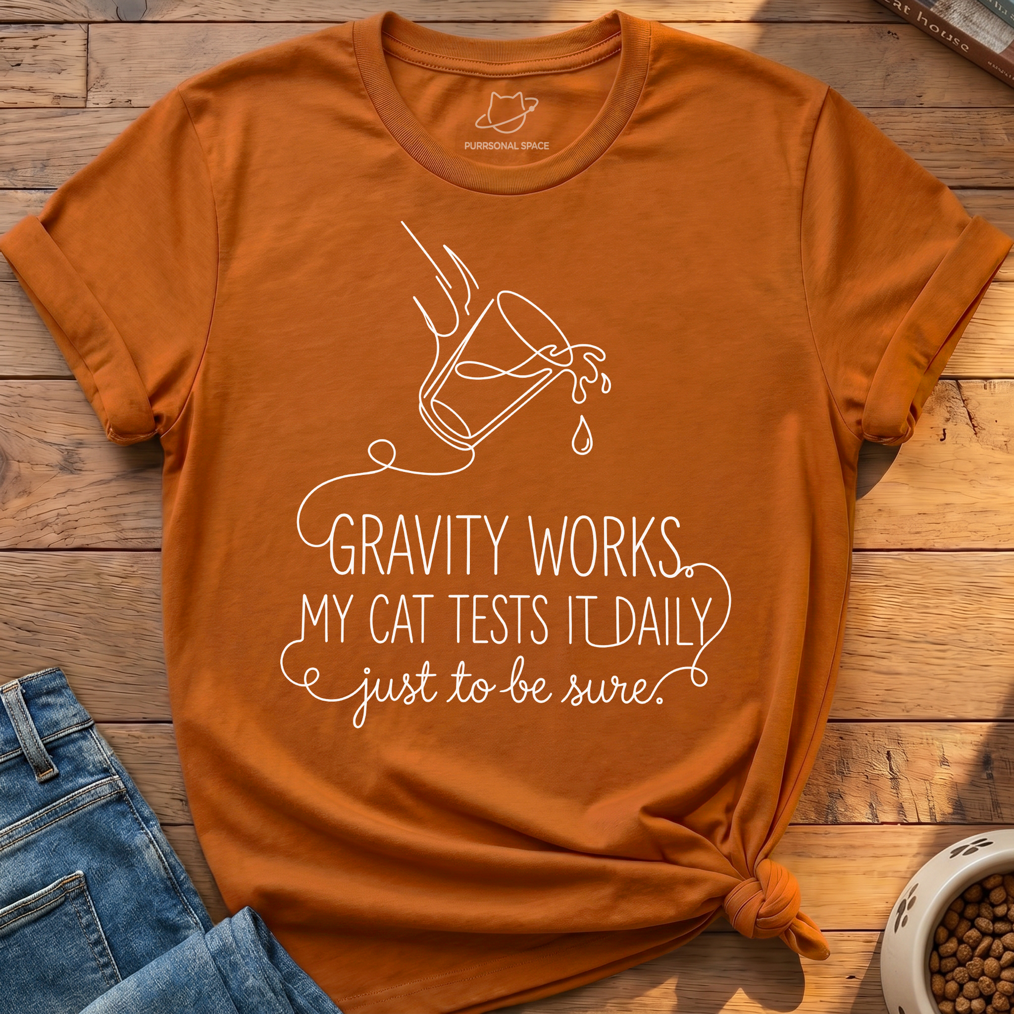 Cat Tests Gravity T-Shirt