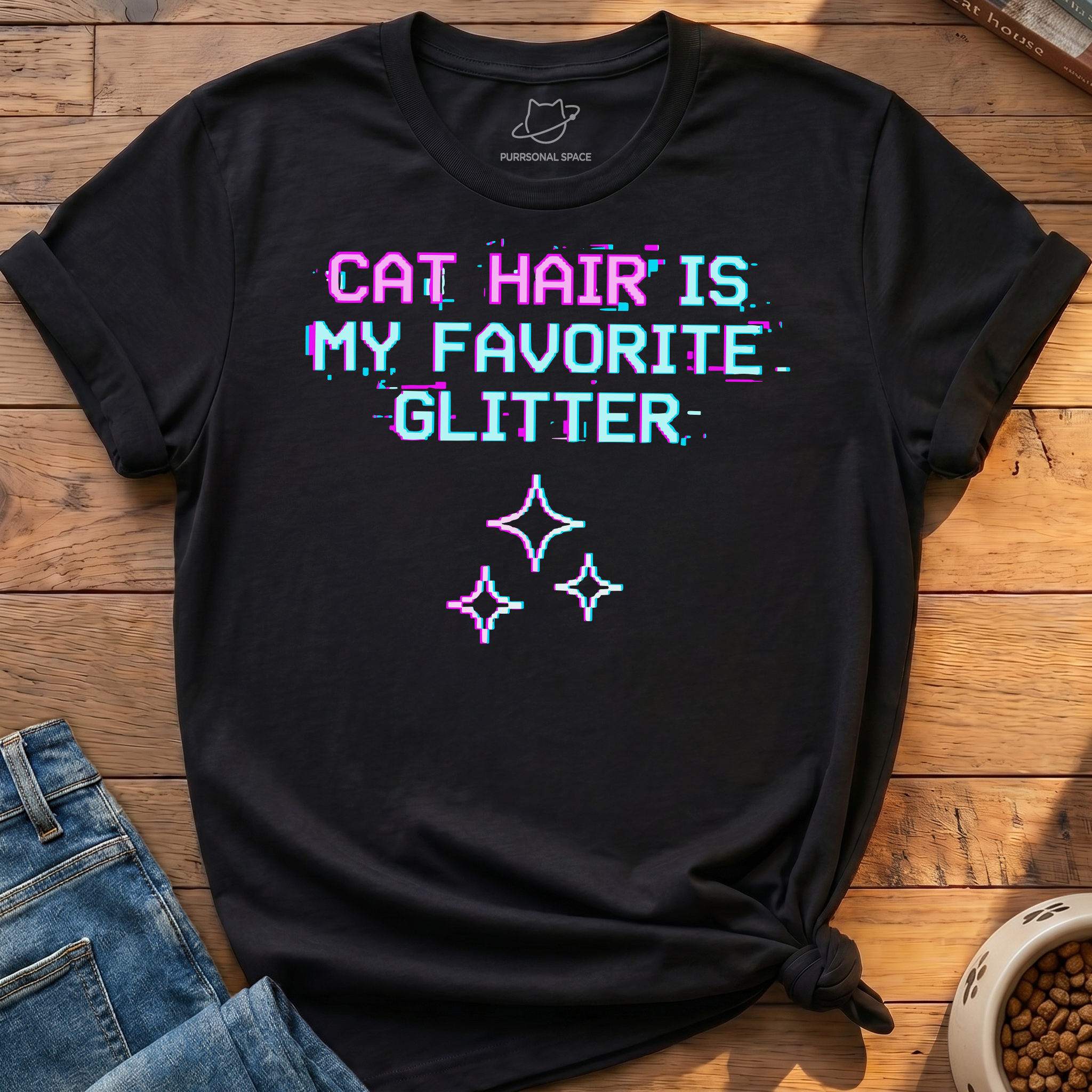 Cat Hair Glitter T-Shirt