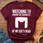 Watching Tv Cat Silhouette T-Shirt