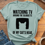 Watching Tv Cat Silhouette T-Shirt