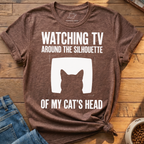 Watching Tv Cat Silhouette T-Shirt