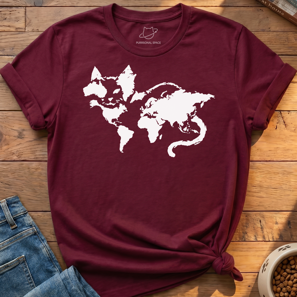 Cat World Map T-Shirt