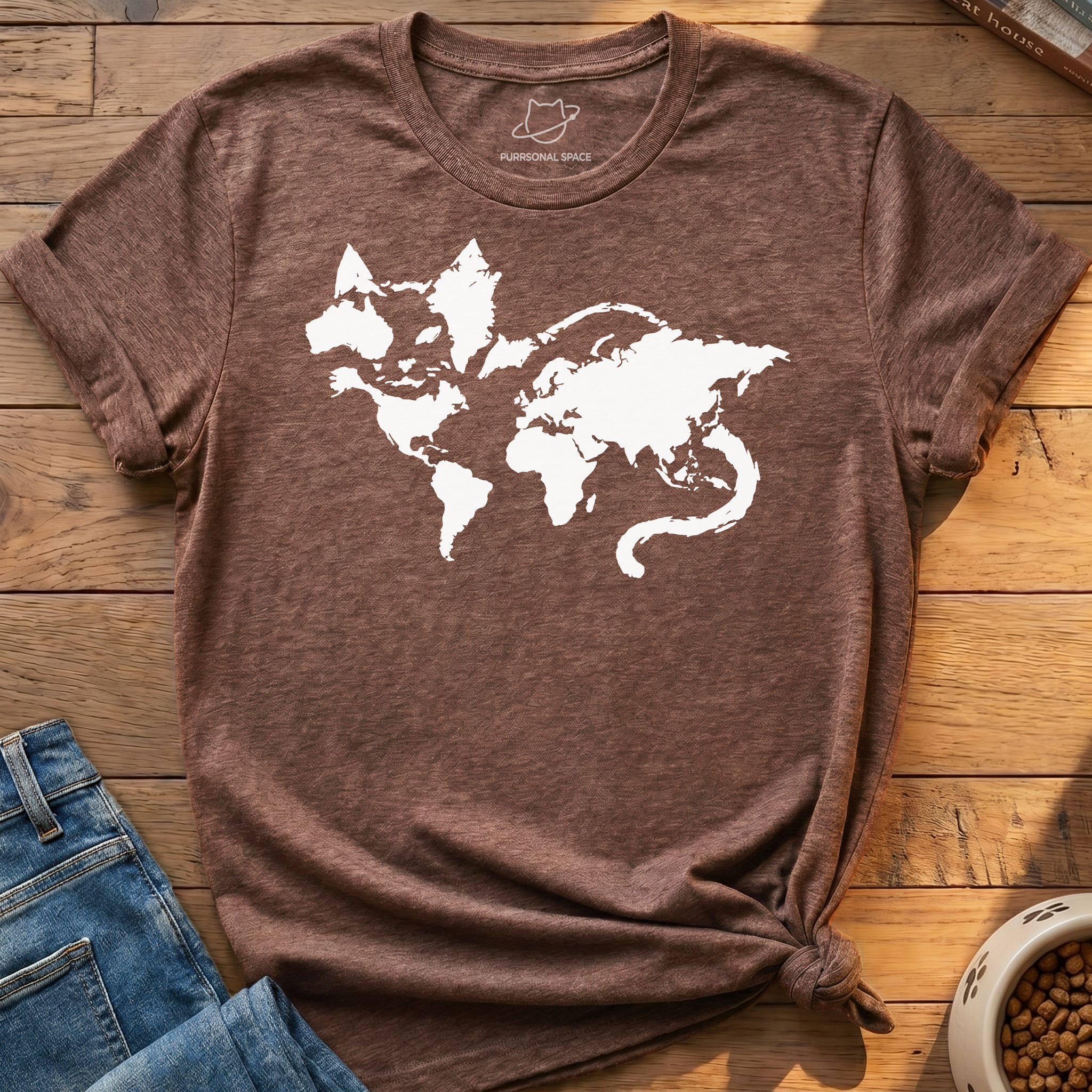 Cat World Map T-Shirt