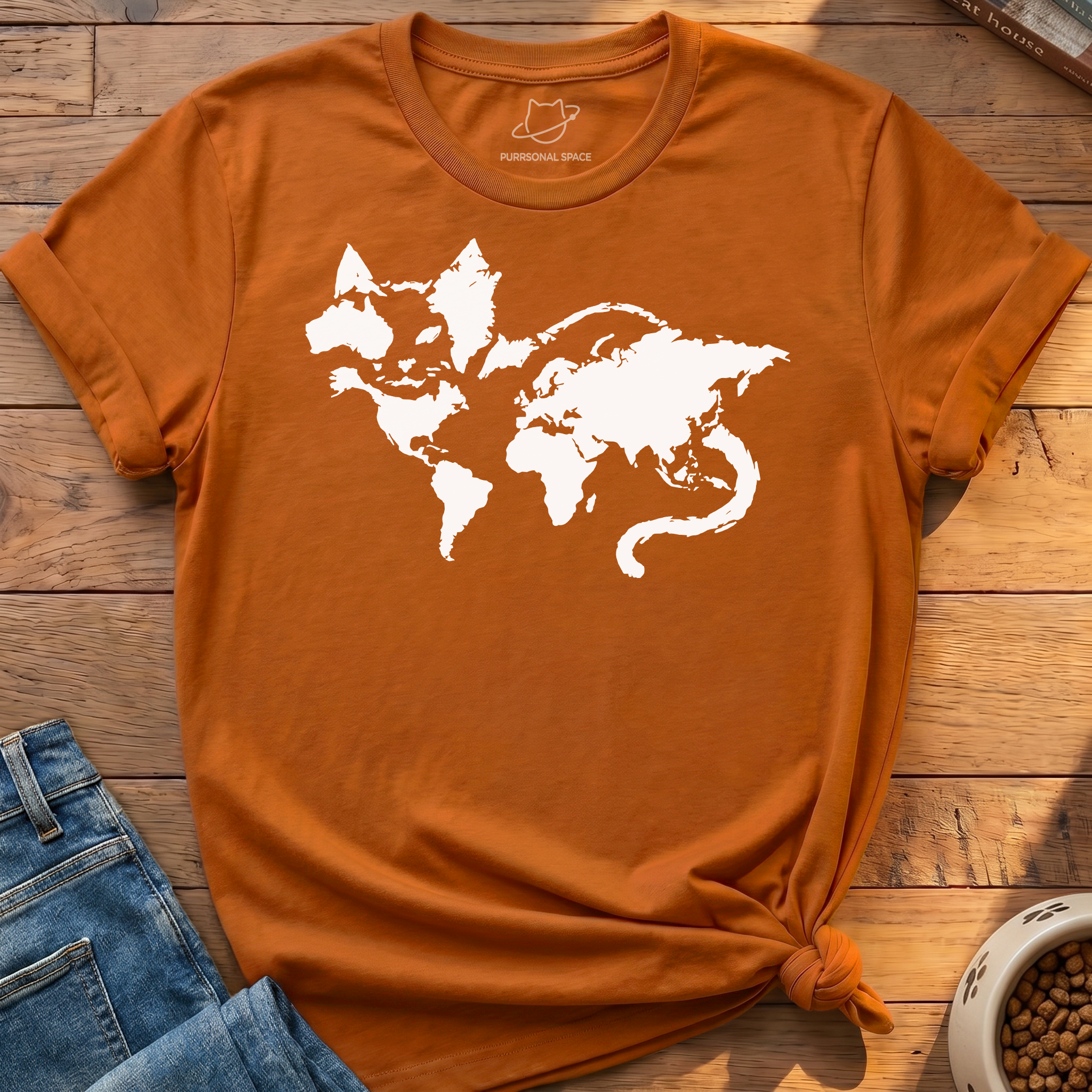 Cat World Map T-Shirt
