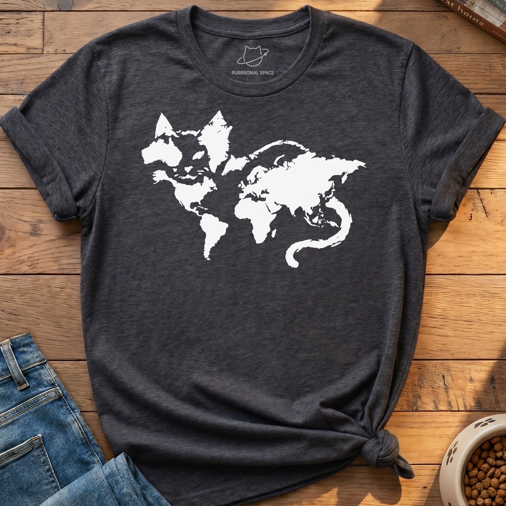 Cat World Map T-Shirt