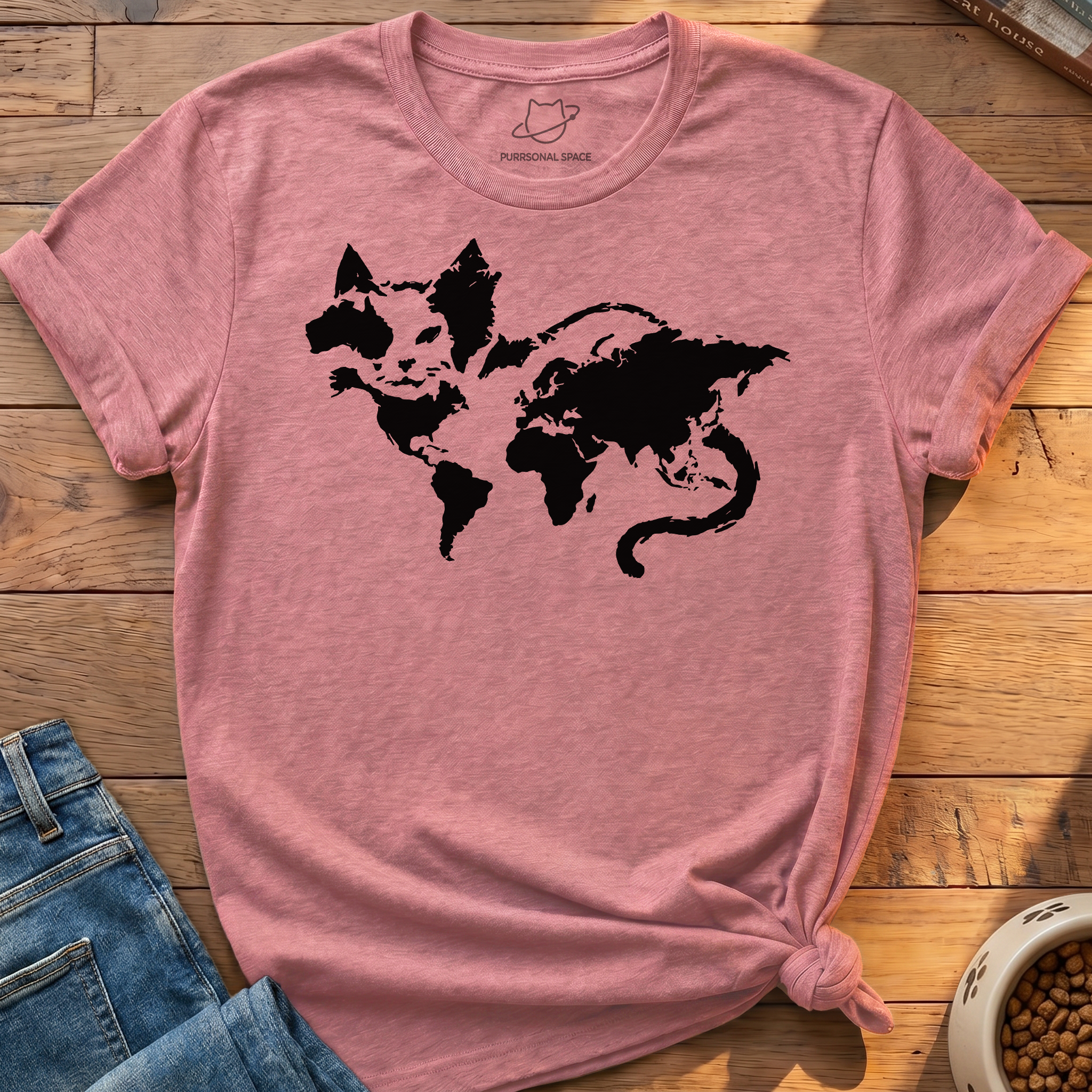 Cat World Map T-Shirt