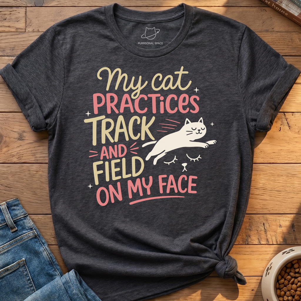 Cat Practices Track Field T-Shirt