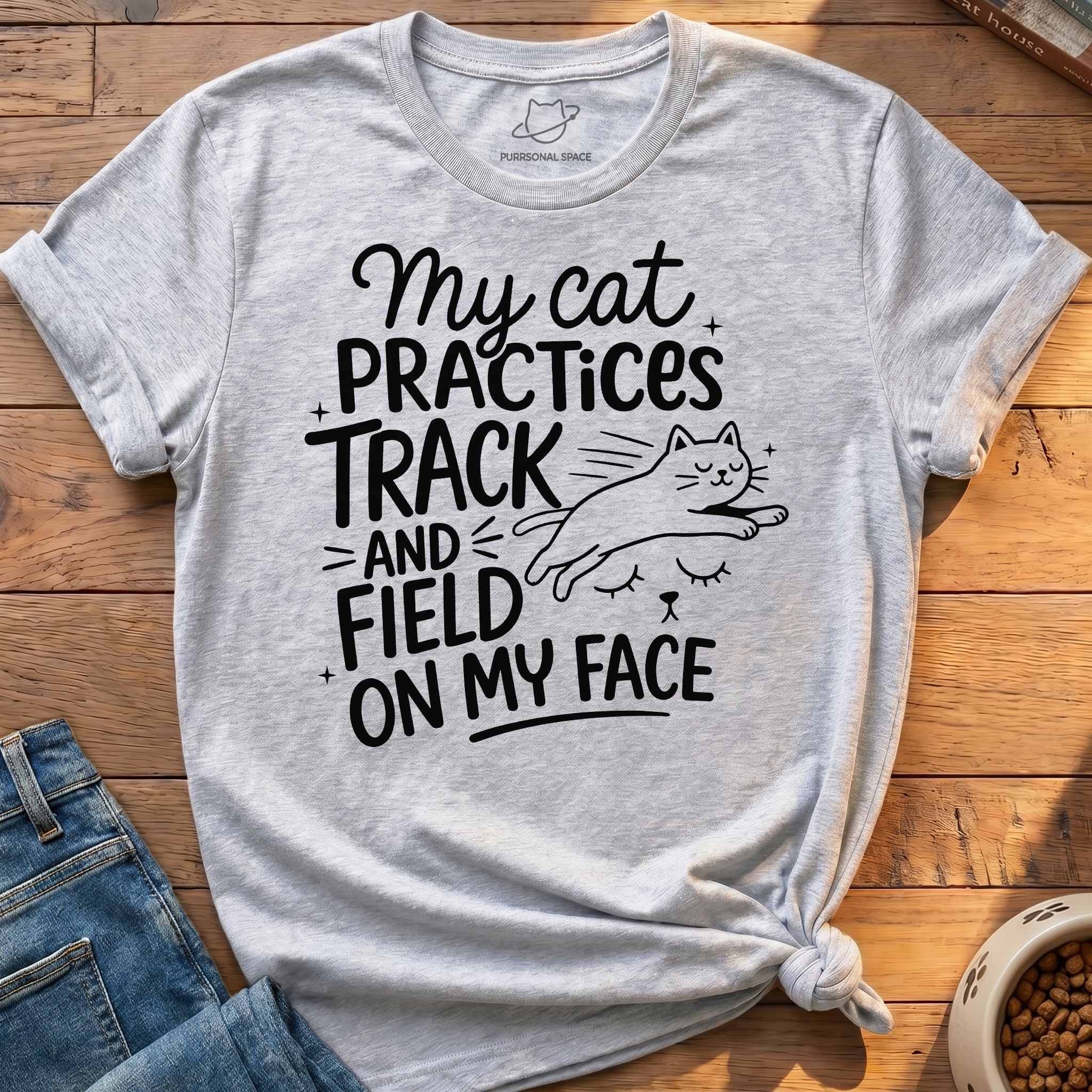 Cat Practices Track Field T-Shirt