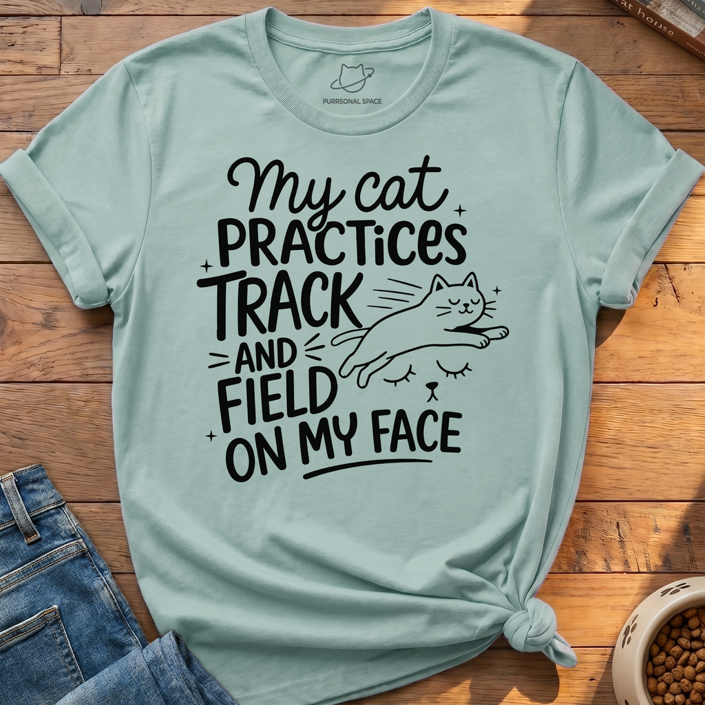 Cat Practices Track Field T-Shirt
