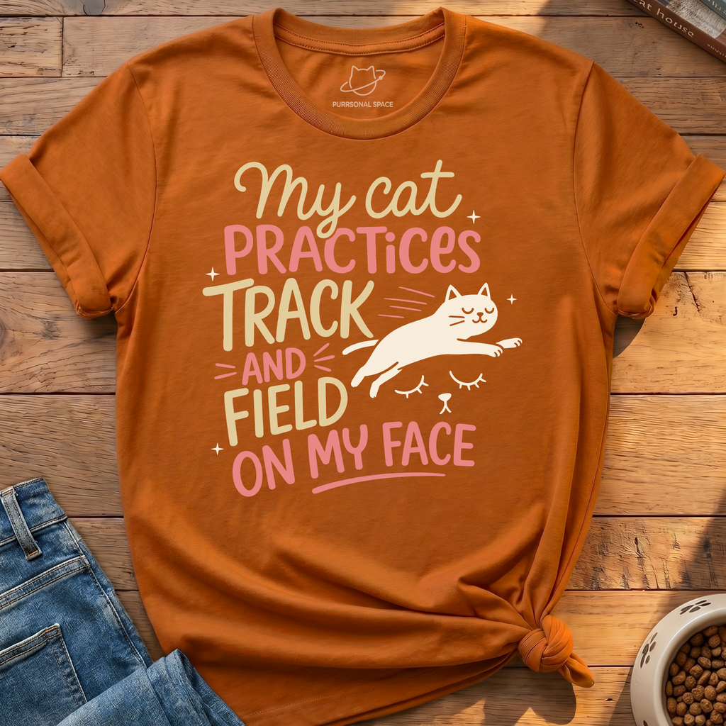 Cat Practices Track Field T-Shirt