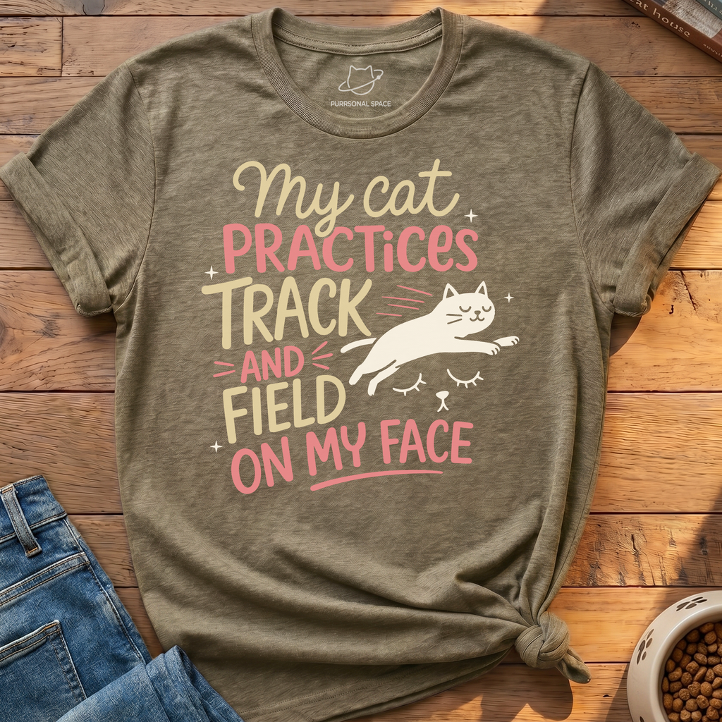 Cat Practices Track Field T-Shirt