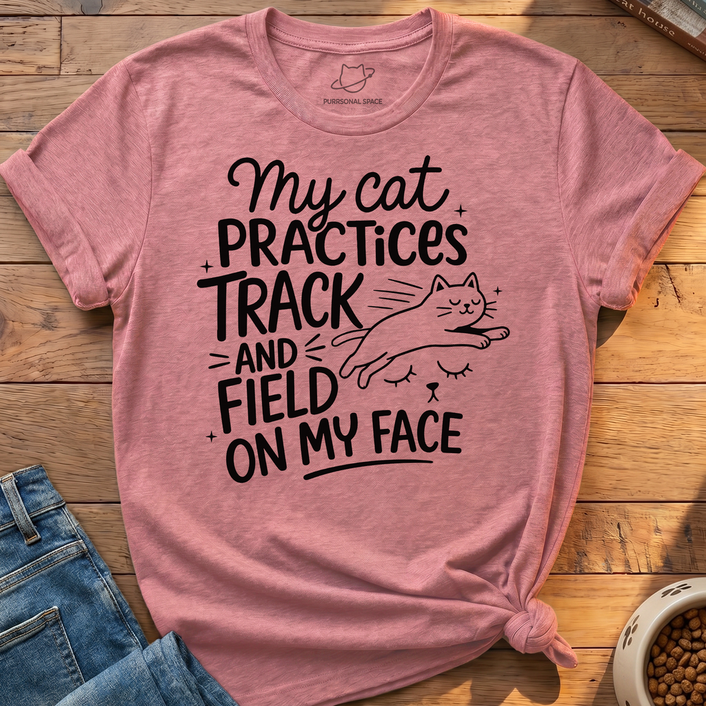 Cat Practices Track Field T-Shirt