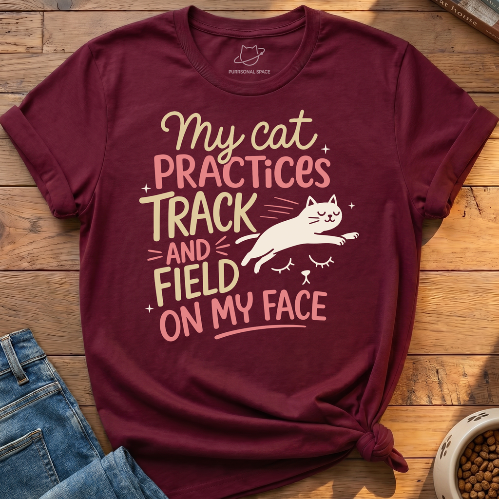 Cat Practices Track Field T-Shirt