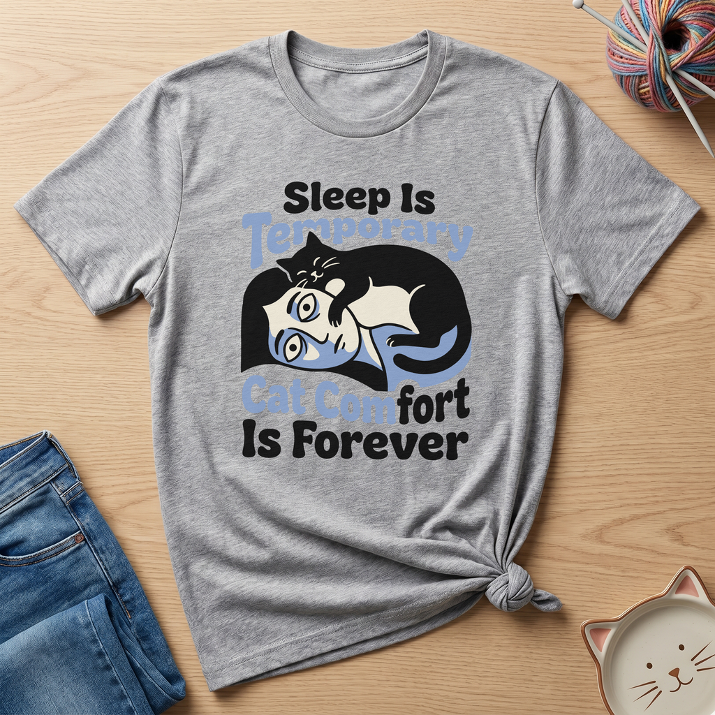 Sleep Is Temporary Cat Comfort Is Forever T-Shirt - Adult Unisex