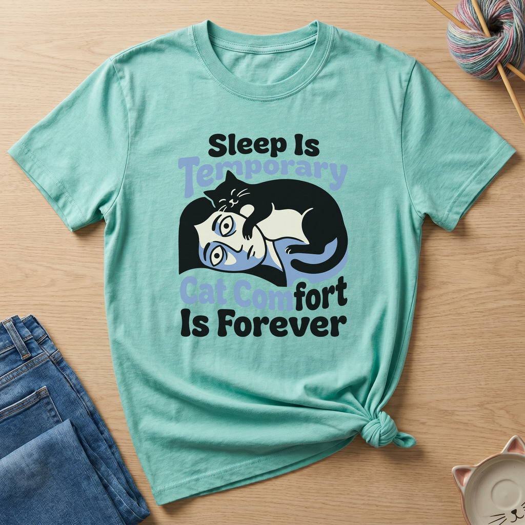 Sleep Is Temporary Cat Comfort Is Forever T-Shirt - Adult Unisex