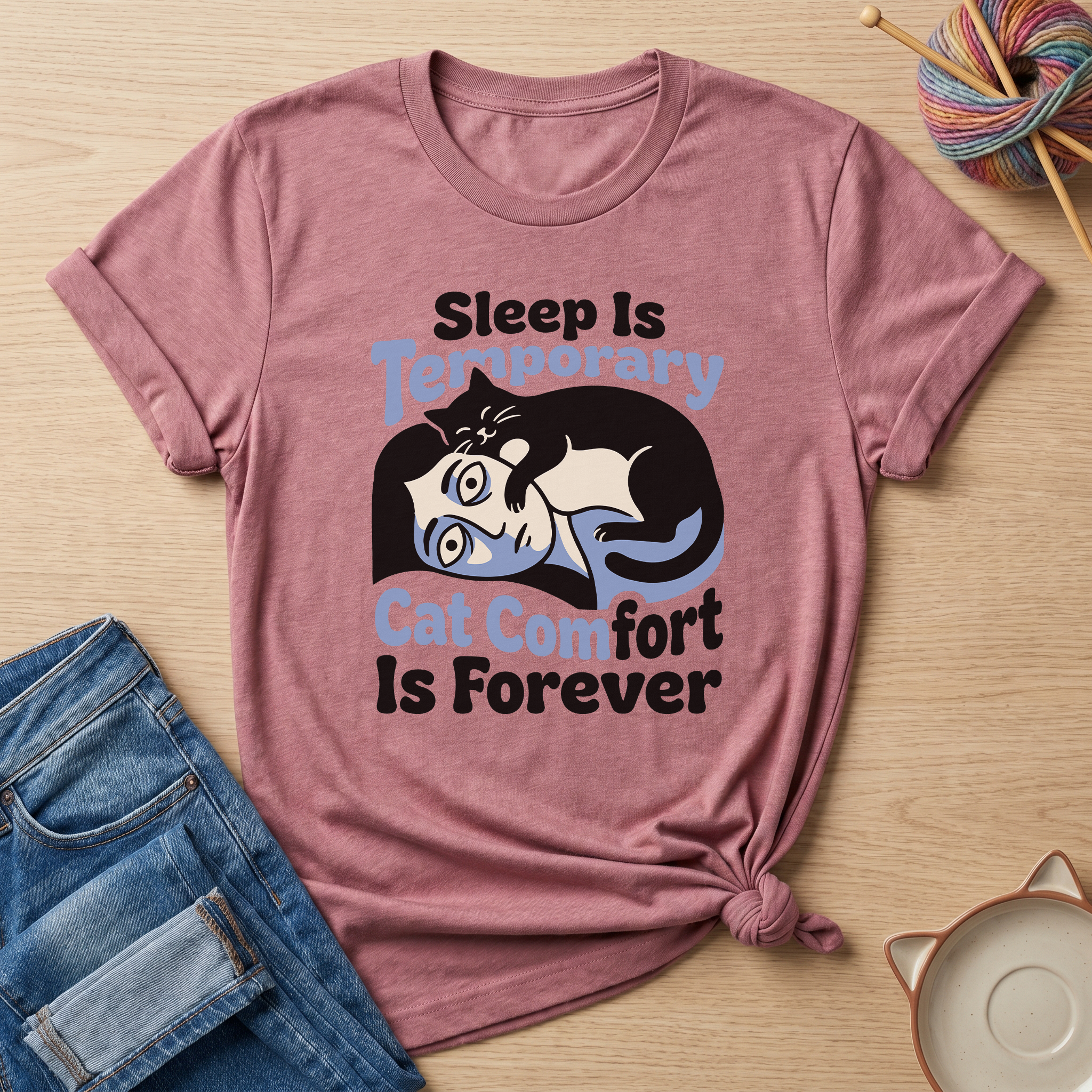 Sleep Is Temporary Cat Comfort Is Forever T-Shirt - Adult Unisex