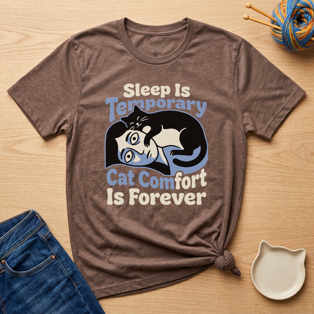 Sleep Is Temporary Cat Comfort Is Forever T-Shirt - Adult Unisex