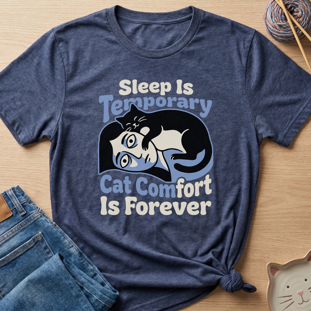 Sleep Is Temporary Cat Comfort Is Forever T-Shirt - Adult Unisex