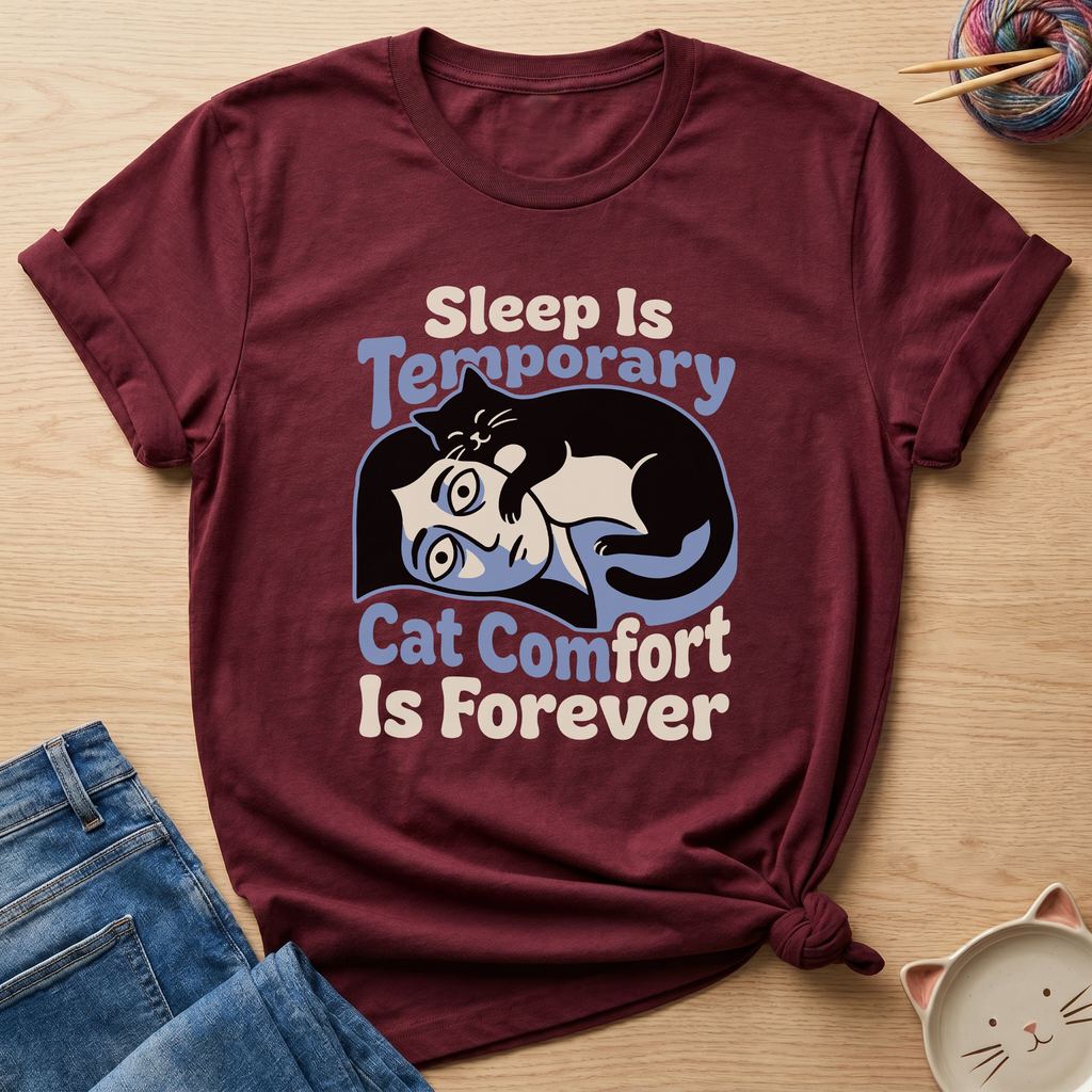 Sleep Is Temporary Cat Comfort Is Forever T-Shirt - Adult Unisex